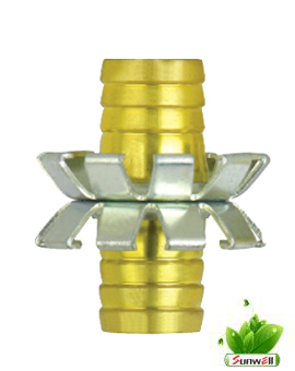 Brass corrugated mender with hose clamp