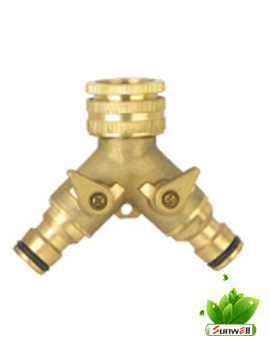 Brass “Y&quot; connector with shut-off 3/4&quot;-1/2&quot;