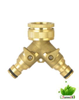 Brass &quot;Y&quot; connector with shut-off 3/4&quot;-1&quot;