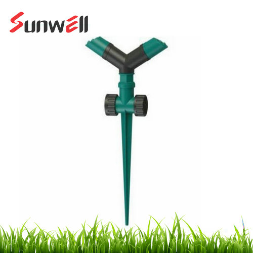 Plastic 2 Arms Rotary Sprinkler w/2-Way Poly Spike