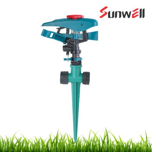 plastic impulse sprinkler with plastic step spike